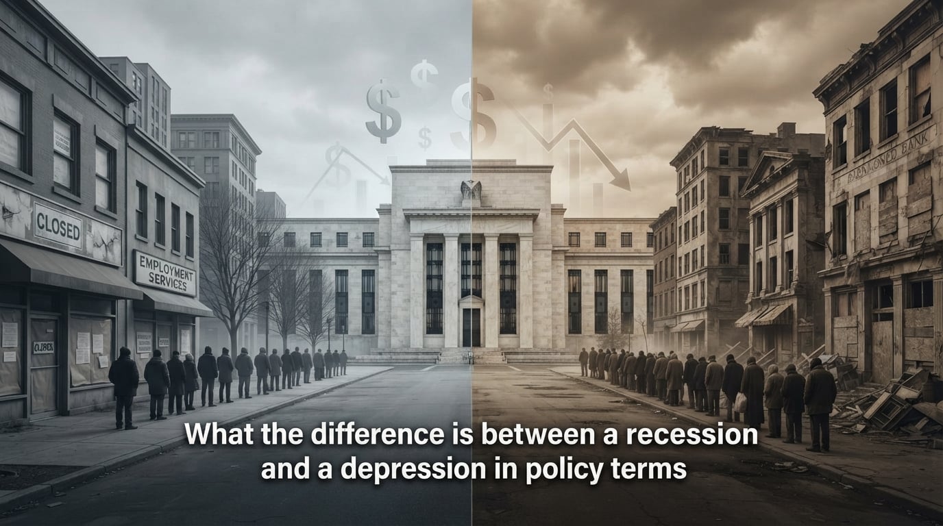 What the difference is between a recession and a depression in policy terms