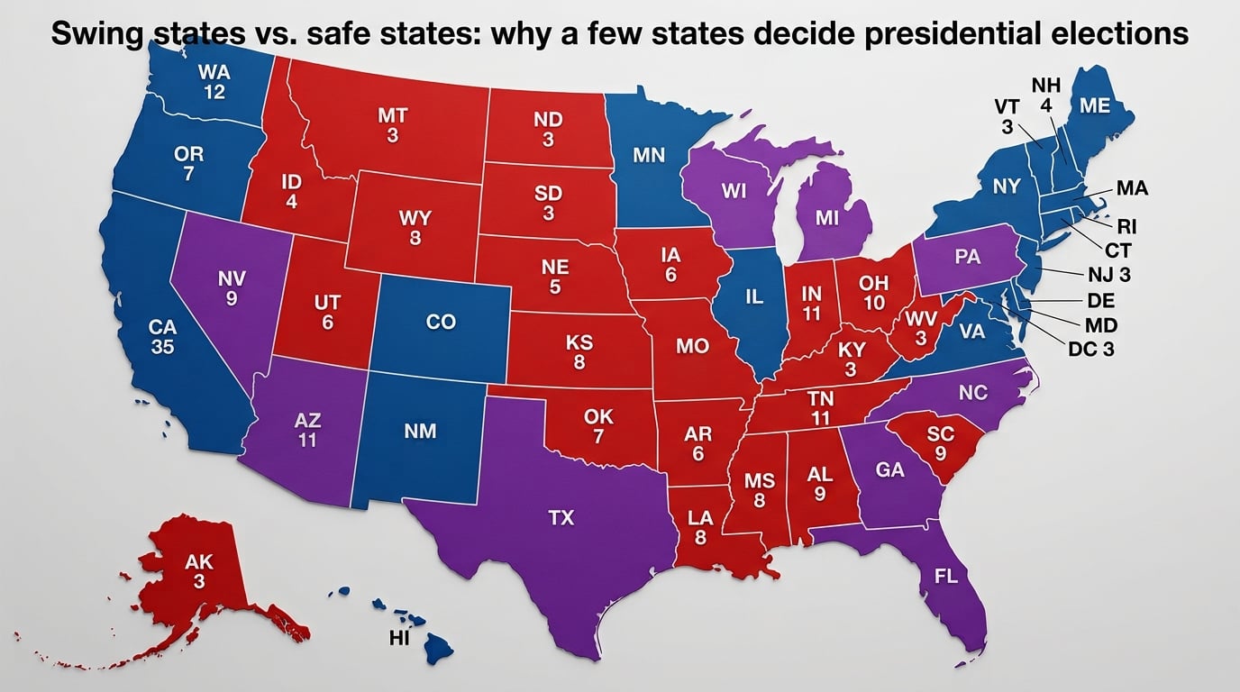 Swing states vs. safe states: why a few states decide presidential elections
