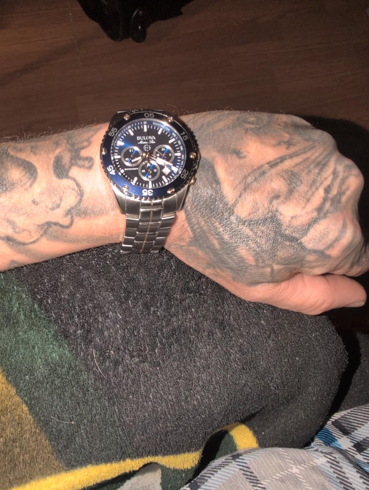Men's Marine Star Two-Tone Stainless Steel Chronograph Quartz Watch, Blue Dial Style: 98H37 customer photo 1