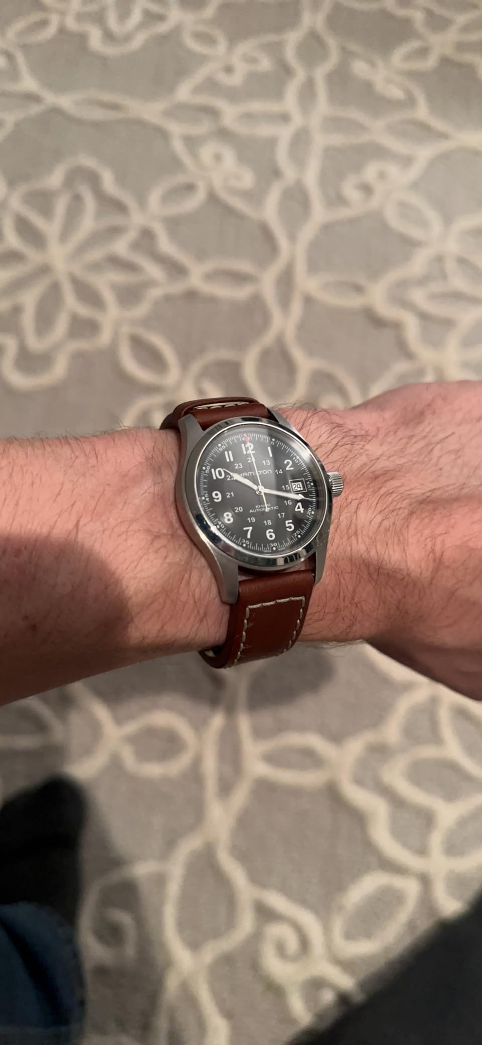 Hamilton Khaki Field Automatic Men's Watch, 38mm Stainless Steel Case, Swiss Made, Black Dial Analog Wrist Watch for Men, 100m Waterproof, Sapphire Crystal customer photo 1