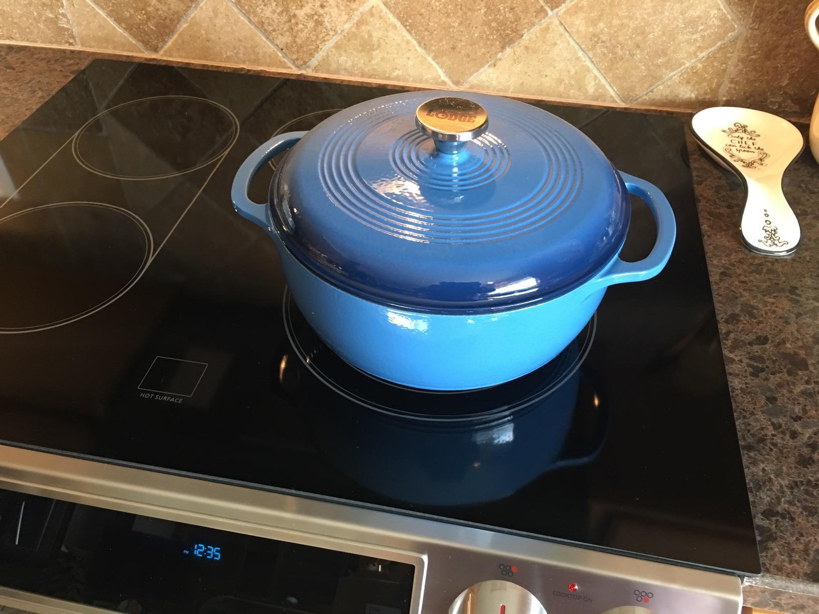 Lodge Essential Enamel Cast Iron Dutch Oven 6 Quarts - Perfect for Bread Baking, Braising, Marinating & Slow Cooking, Features Moisture-Sealing Lid & Dual Handles, Kitchen Essentials, Island Spice Red customer photo 1
