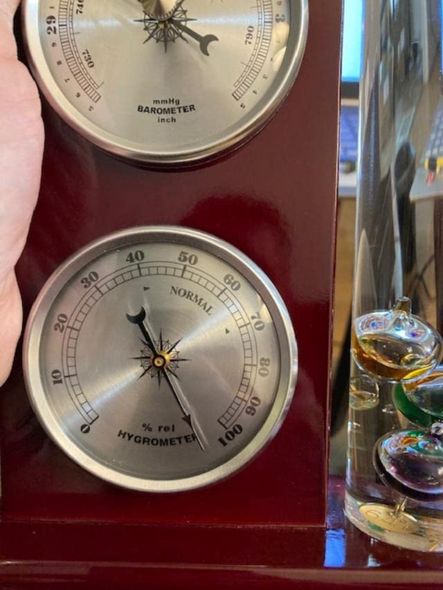Lily's Home Analog Weather Station with Galileo Thermometer, Precision Quartz Clock (Gold), Barometer & Hygrometer, Gift for Family or Friends, Indoor and Outdoor Home Decor (6