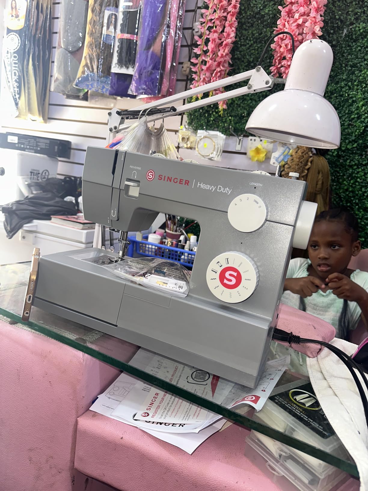 SINGER® 4411 (Grey) High Speed Heavy Duty Sewing Machine with Accessories | 11 stitches deliver 69 applications, 50% more power for denim and canvas, metal frame, 4-step buttonhole, 1100 stitches/min customer photo 1
