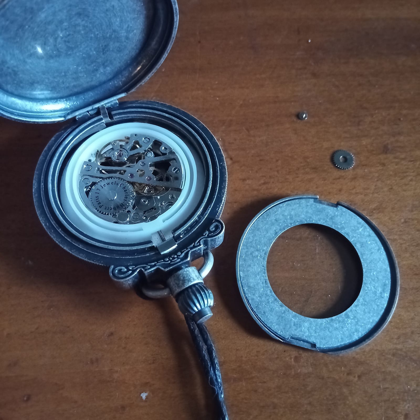 Charles-Hubert, Paris 3868-S Classic Collection Antiqued Finish Double Hunter Case Mechanical Pocket Watch customer photo 2