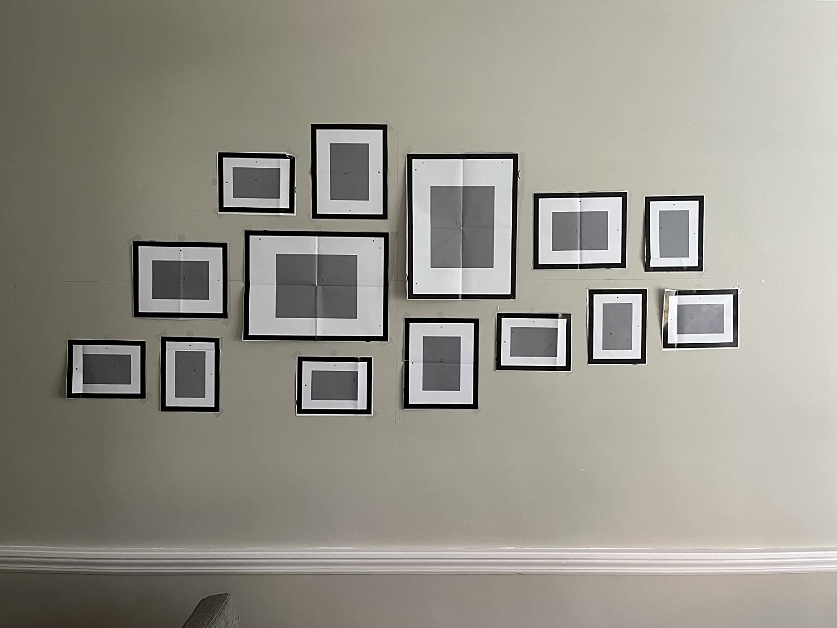 Gallery Perfect Multi-Size Picture Frame Set 7 Pack, Black Gallery Wall Frames with Hanging Hardware, Clear Glass - One 12x16, Two 8x10, Four 6x8 Matted Photo Frames for Wall Display customer photo 2