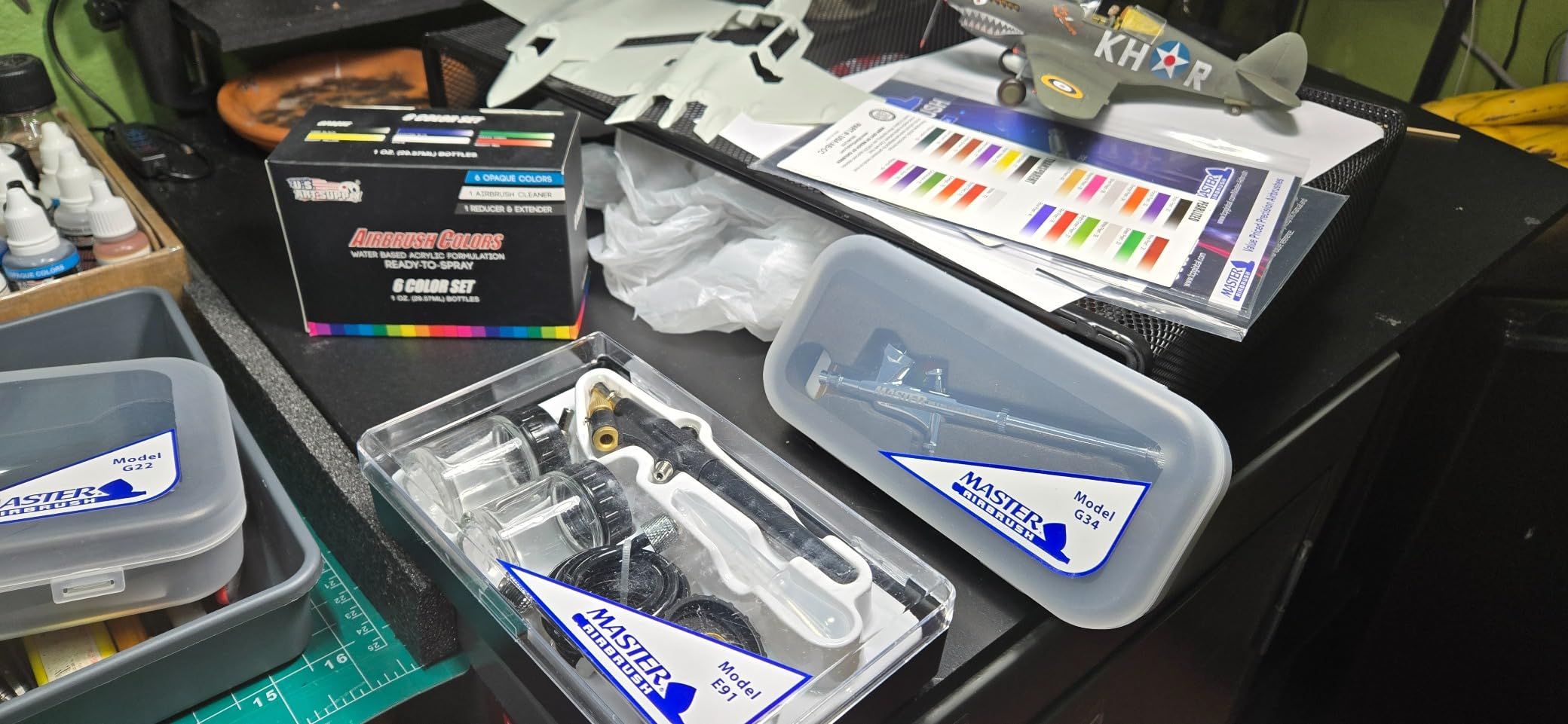 Master Airbrush Cool Runner II Air Brush Kit with Air Compressor Dual Fan | 3 Airbrushes, 6 Color Acrylic Paint Set, Hose, Brushes & Learning Guide Manual for Crafts, Auto, Tattoo & Model Painting customer photo 1