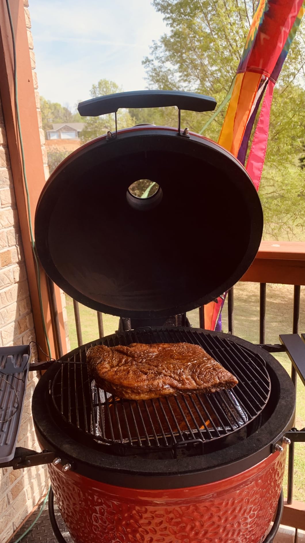 Kamado Joe Classic Joe I 18-Inch Ceramic Charcoal Grill and Smoker with Cart, Red, KJ23RH customer photo 1