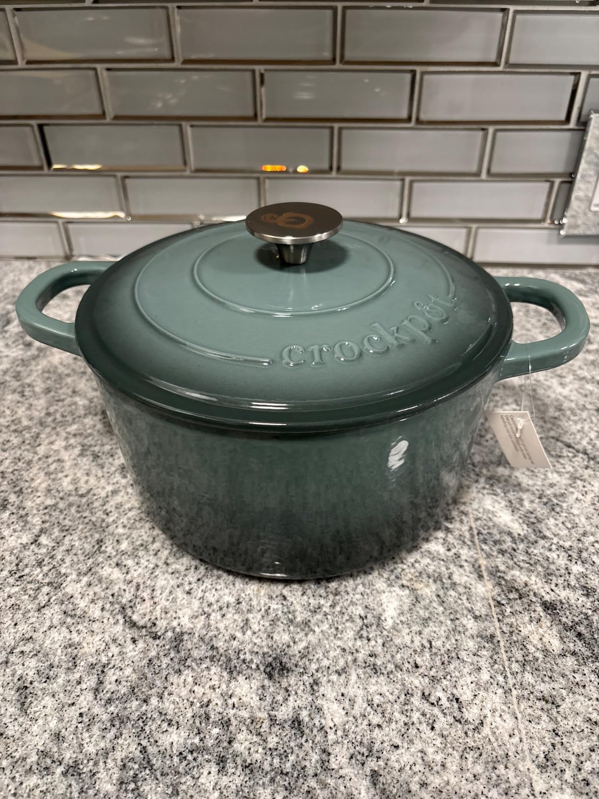 Crock Pot Artisan 5-Quart Round Enameled Cast Iron Dutch Oven - Slate Gray, Heavy-Duty Cookware for Slow Cooking, Roasting, Baking with Lid customer photo 2