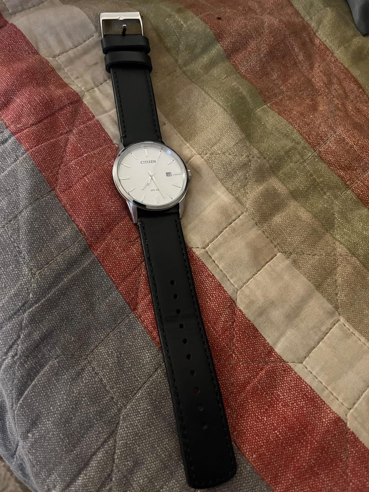 Citizen Quartz Mens Watch, Stainless Steel with Leather Strap, Casual customer photo 1