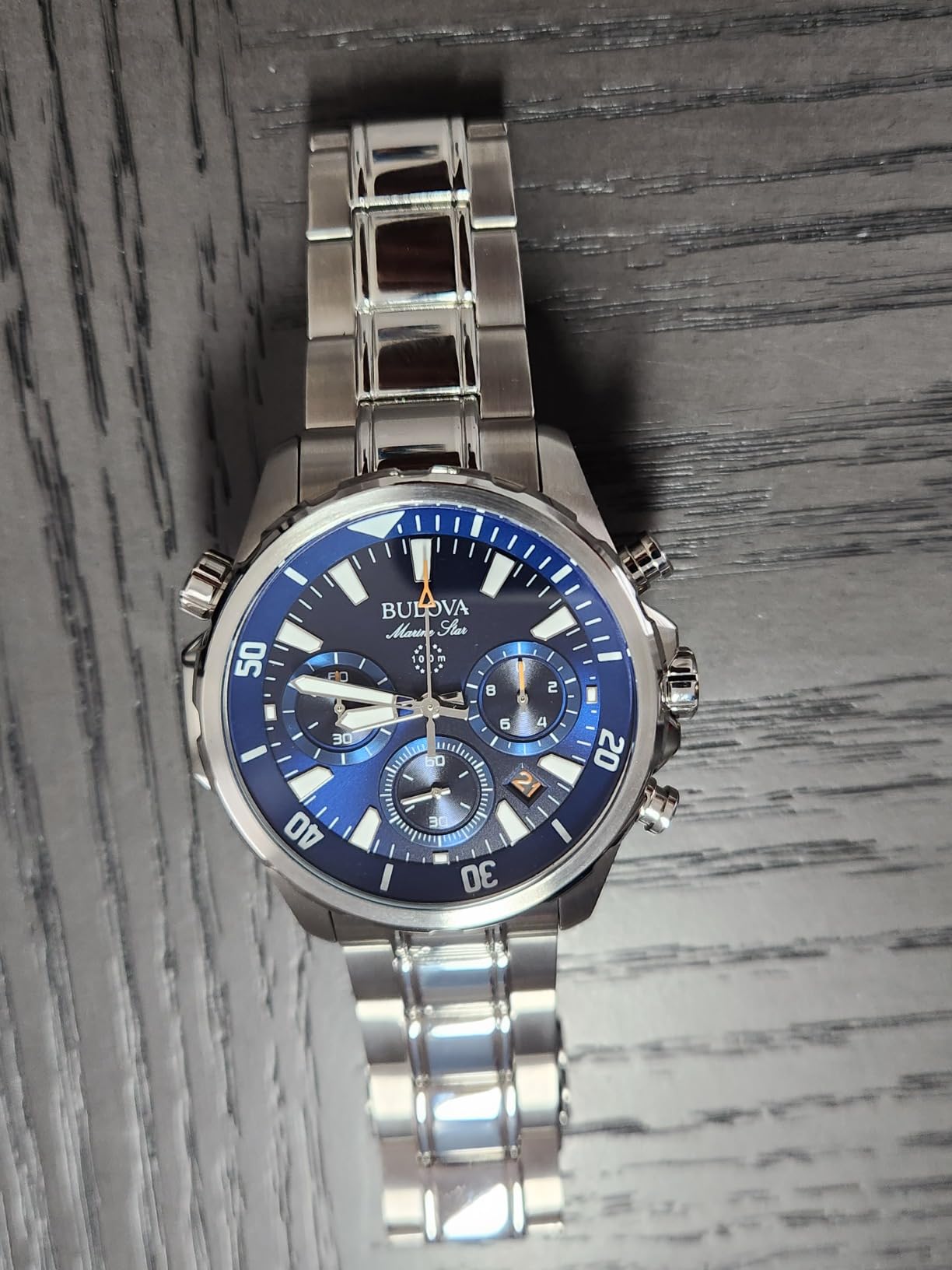 Men's Marine Star Series B Stainless Steel 6-Hand Chronograph Quartz Watch, Blue Dial Style: 96B256 customer photo 2