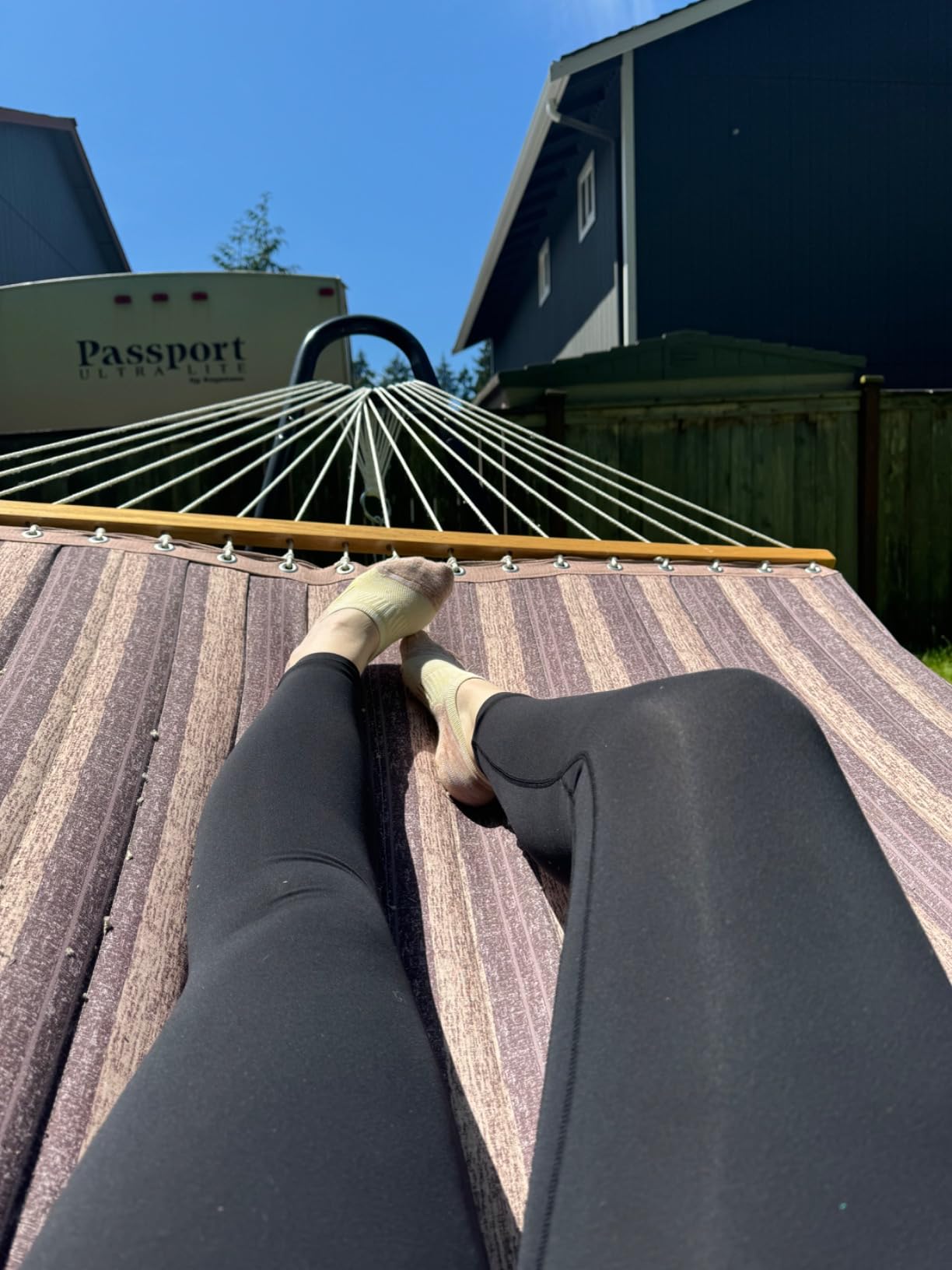 Sunnydaze Quilted Double Hammock with Stand for Outside - 440 lb Capacity Universal Black Steel Stand - UV Resistant, Quick Dry Fabric - Pillow, Chains, and Hardware Included - Catalina Beach customer photo 1