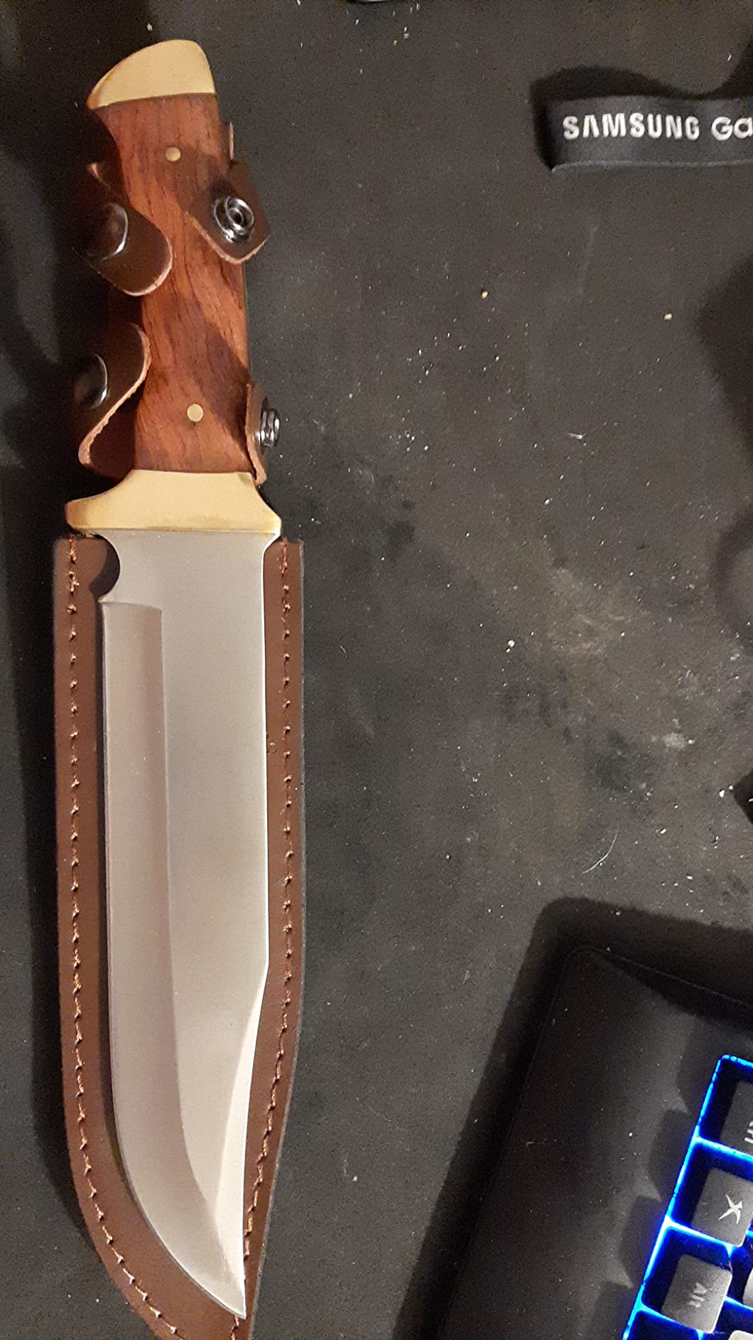Mossy Oak 14-inch Bowie Knife, Hunting Knife with Wood Handle, Leather Sheath customer photo 2