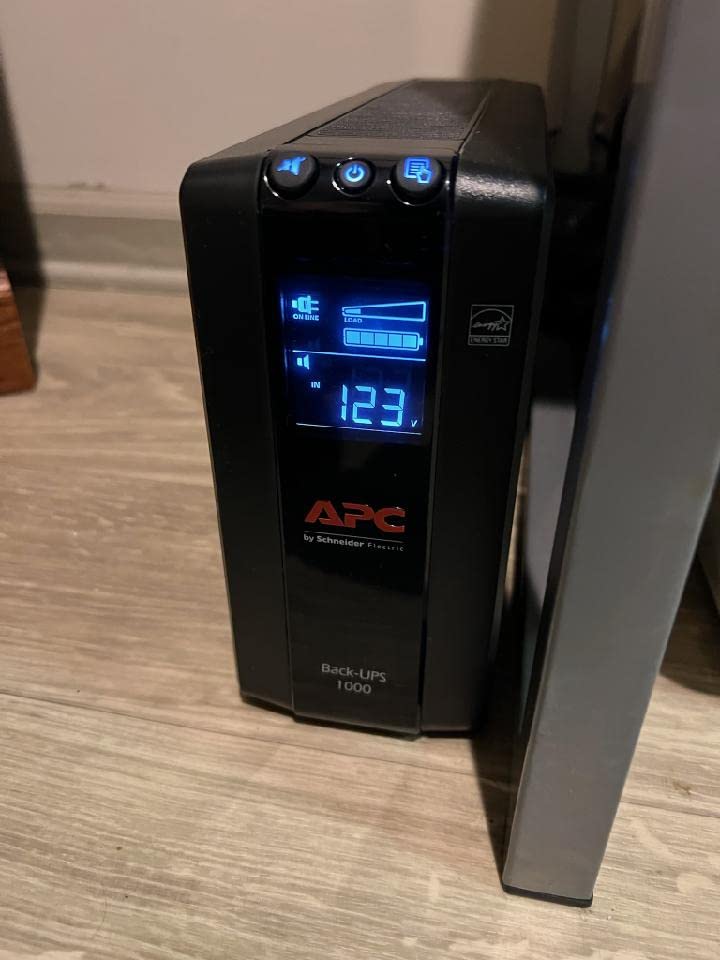 APC 1000VA/600W Pro UPS Battery Backup for Office Electronics, AVR, BX1000M | 1000VA Back-UPS Pro for home offices - 8 outlets, LCD, AVR, surge protection, 42-min runtime (@100W) for PCs & workstations customer photo 1