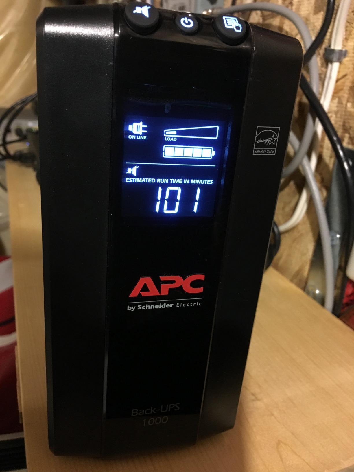 APC 1000VA/600W Pro UPS Battery Backup for Office Electronics, AVR, BX1000M | 1000VA Back-UPS Pro for home offices - 8 outlets, LCD, AVR, surge protection, 42-min runtime (@100W) for PCs & workstations customer photo 2