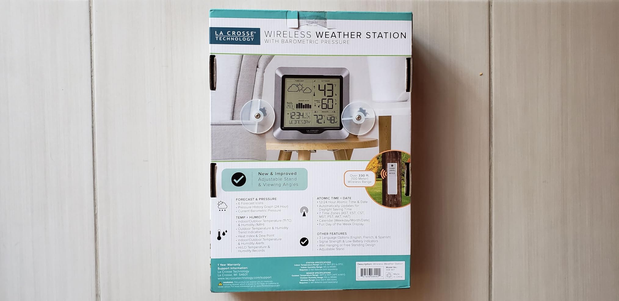 308-1417 Wireless Barometric Pressure Weather Station with WWVB Time, 330ft | Advanced Forecast customer photo 1