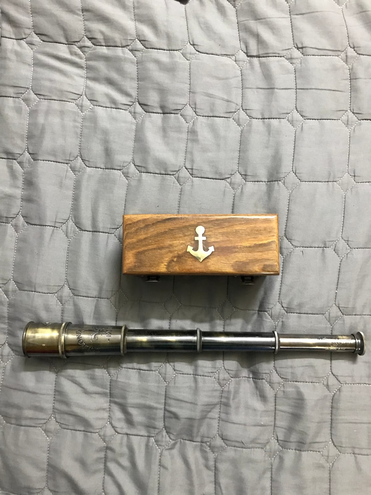 1920 Marine Telescope - Vintage Brass Spyglass with Wooden Box | 15