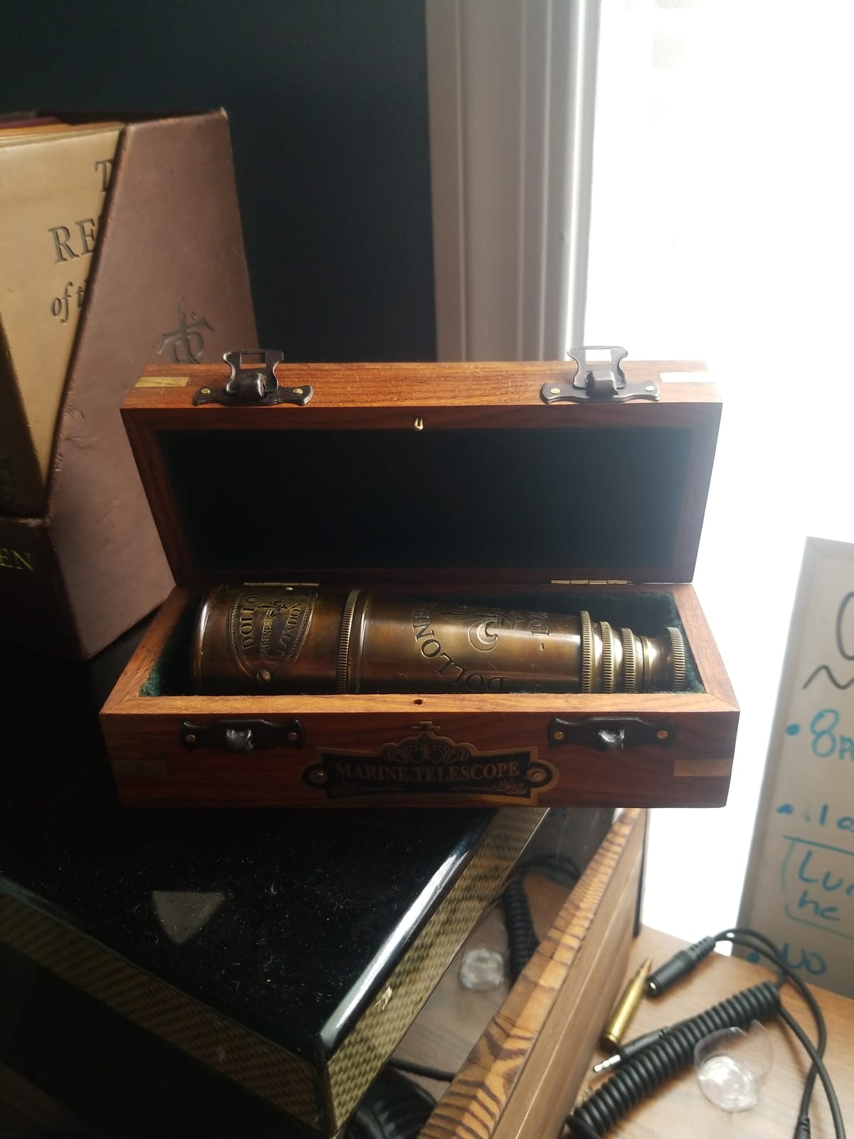 1920 Marine Telescope - Vintage Brass Spyglass with Wooden Box | 15