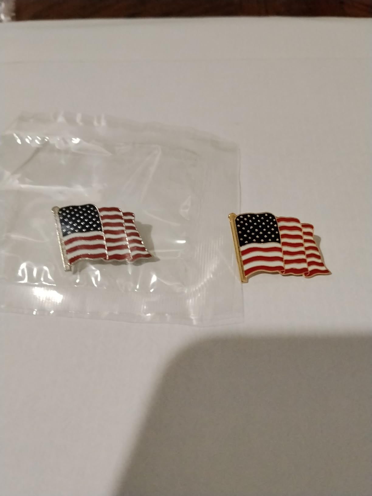 PinMart Set of 2 American Flag Lapel Pins - Waving & Made in USA - Brass customer photo 1
