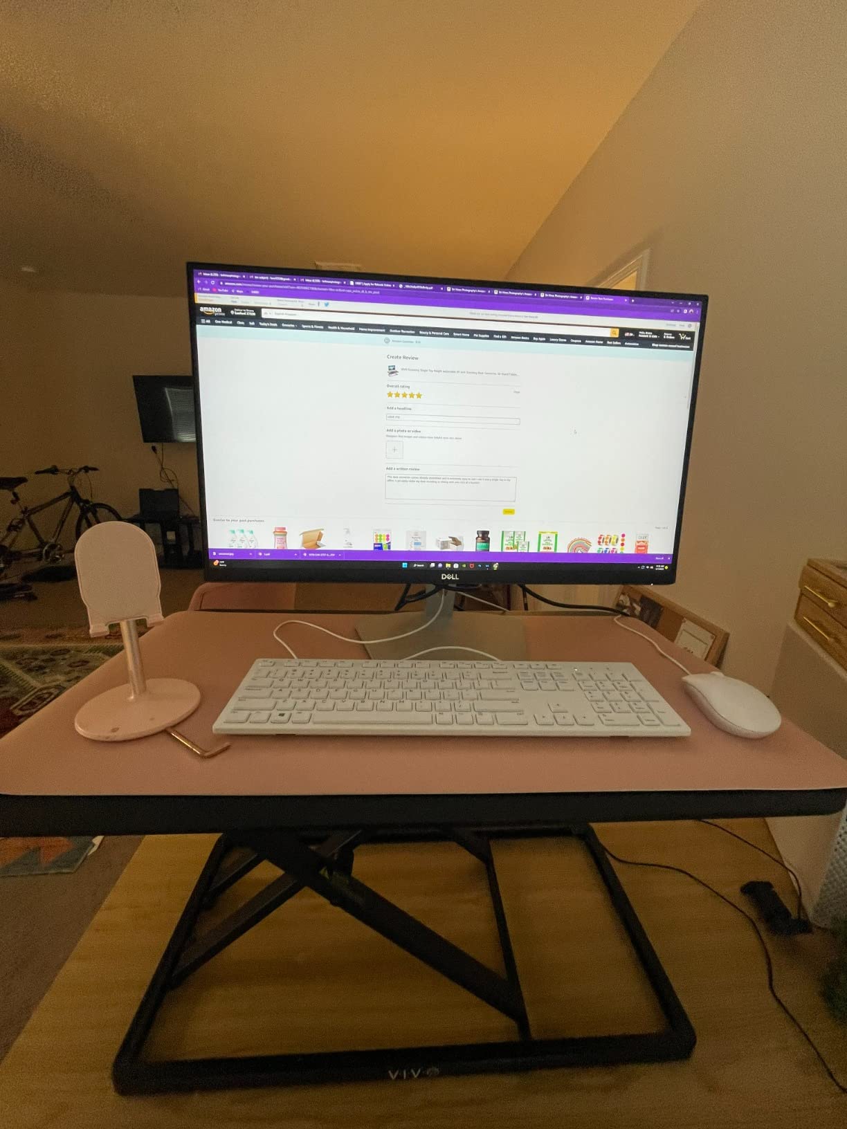 VIVO Black 29 in Single Top Standing Desk Converter, DESK-V000U, Economy, Height Adjustable, Sit Stand Tabletop Monitor and Laptop Riser Workstation, No Assembly Required, Black Frame customer photo 1