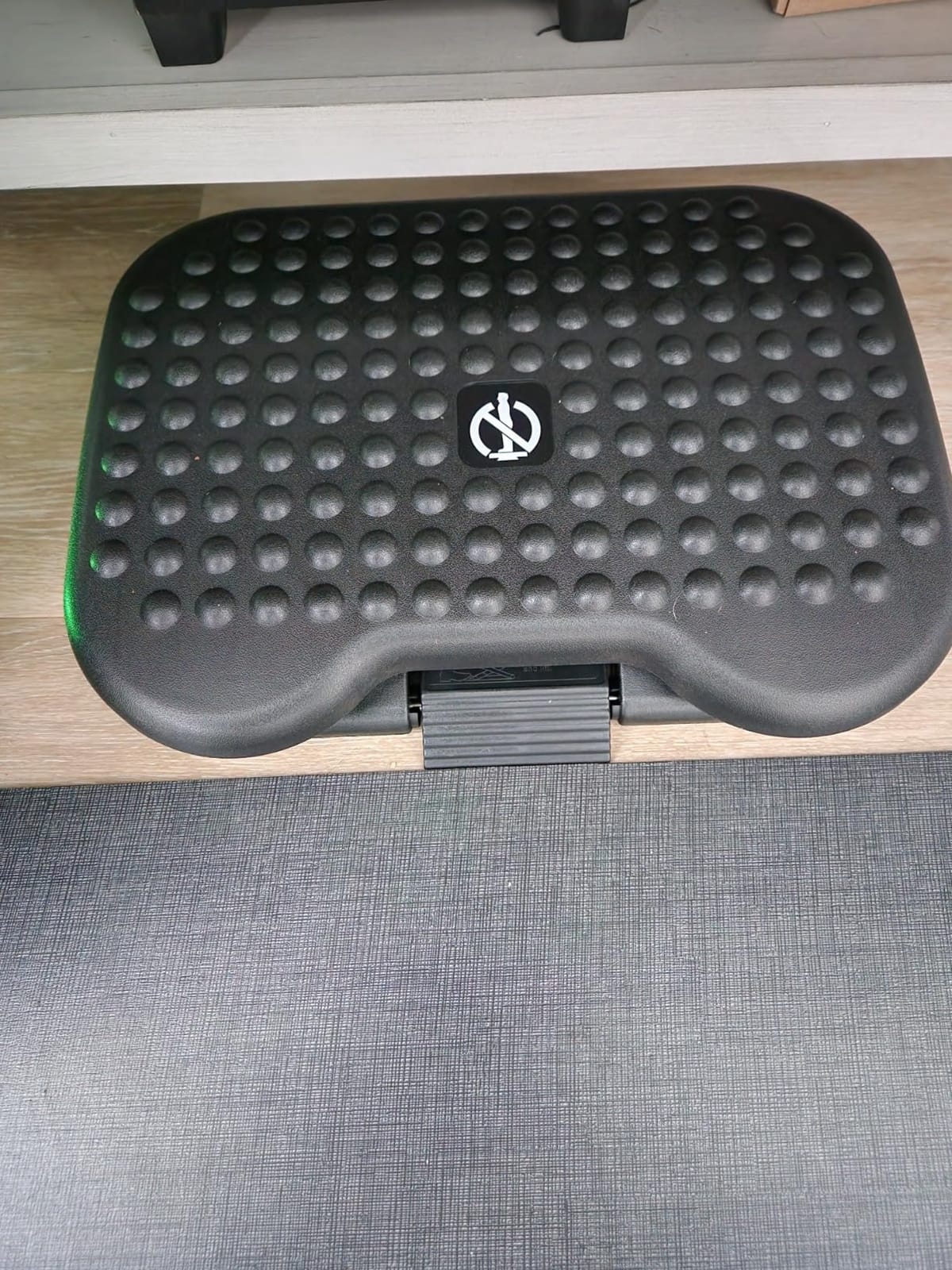 HUANUO Adjustable Foot Rest for Under Desk with Massage Surface and Tilt - 3 height positions, large non-skid platform, pre-assembled foot stool for work, study and home office, ergonomic leg support customer photo 2