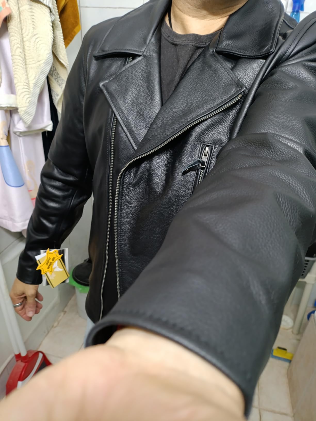 A&H Apparel: Motorcycle Genuine Leather Jacket - Hand-picked Genuine Top-Grain Cowhide Leather Biker Jacket for Men customer photo 2