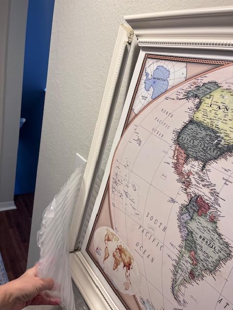 Renditions Gallery Colorful World Map Canvas Wall Art with Walnut Frame Wall Hanging Travel Map with Push Pins for Home, Office, Classroom customer photo 1