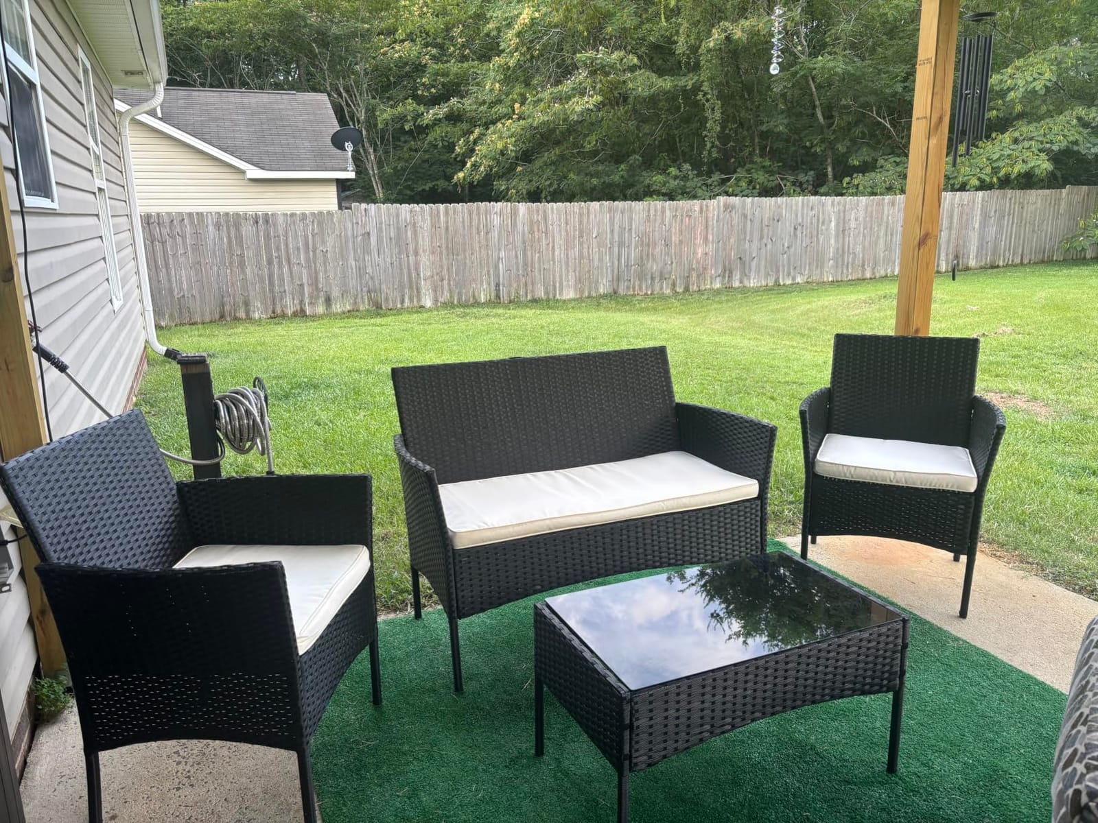 FDW 4-Piece Patio Furniture Set | Black | Outdoor Wicker Furniture | with Coffee Table | Modern Rattan Chairs Conversation Set | Outdoor Seating | Weather-Resistant | for Porch, Garden, Lawn customer photo 1