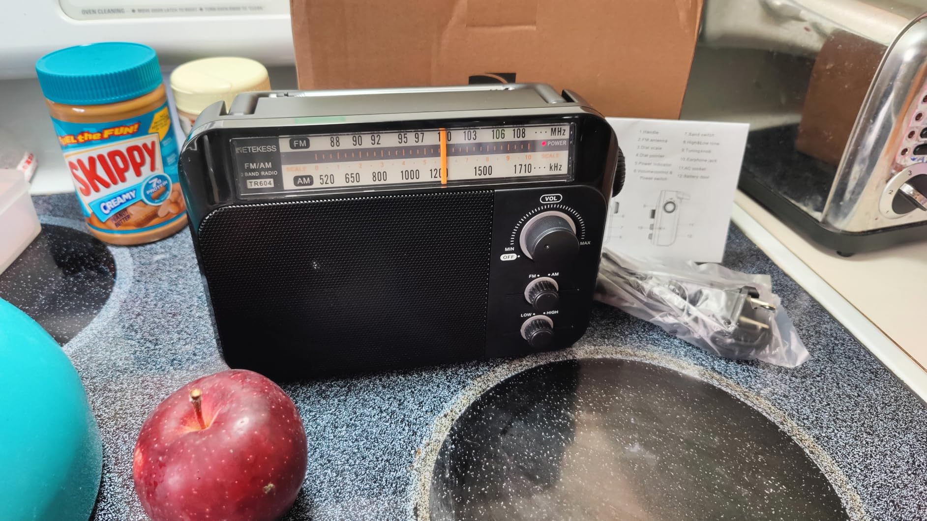 Retekess TR604 AM FM Radio,Portable Radio Plug in Wall,D Battery Operated,Large Dial,High/Low Tone Mode,Big Speaker,Earphone Jack,for Home,Picnic,Senior customer photo 2
