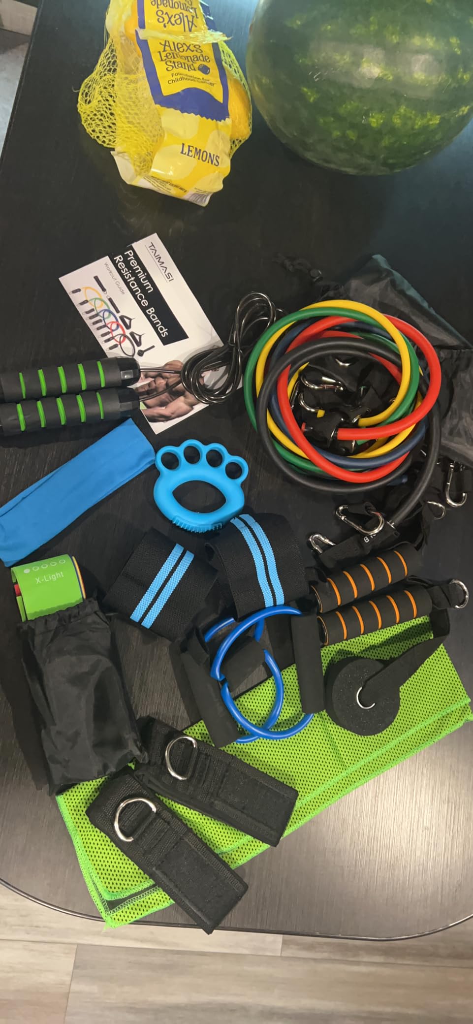 23Pcs Resistance Bands Set Workout Bands, 5 Stackable Exercise Bands with Handles, 5 Resistance Loop Bands, Jump Rope, Figure 8 Resistance Bands, Headband, Cooling Towel customer photo 2