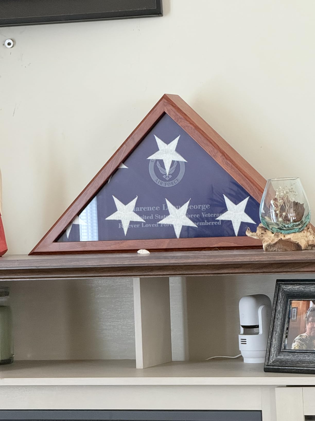 Personalized Flag Display Case for 5' x 9.5' Flag - All Military Branches Available, Veteran Memorial Display Case with Glass Front customer photo 1