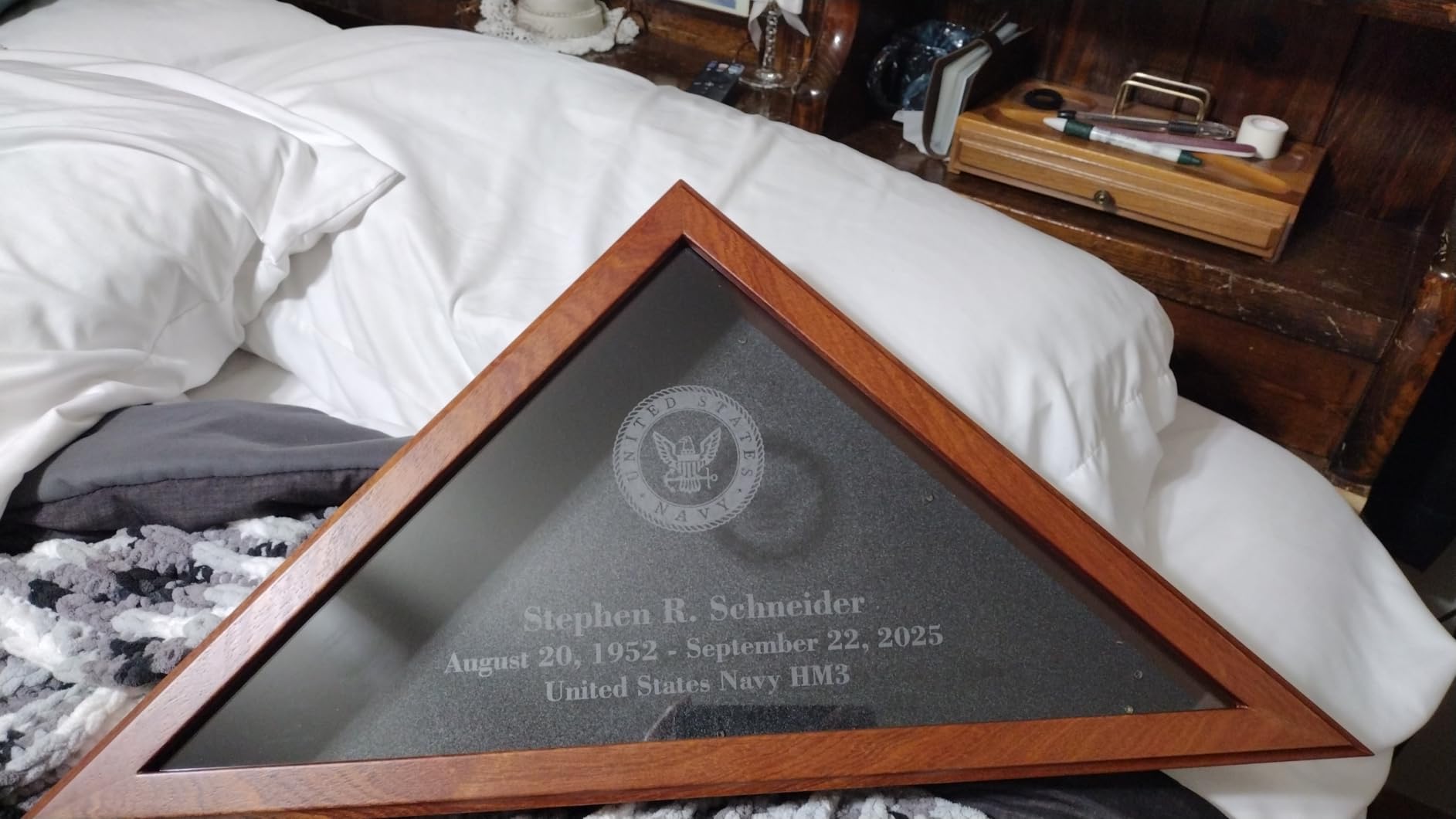 Personalized Flag Display Case for 5' x 9.5' Flag - All Military Branches Available, Veteran Memorial Display Case with Glass Front customer photo 2