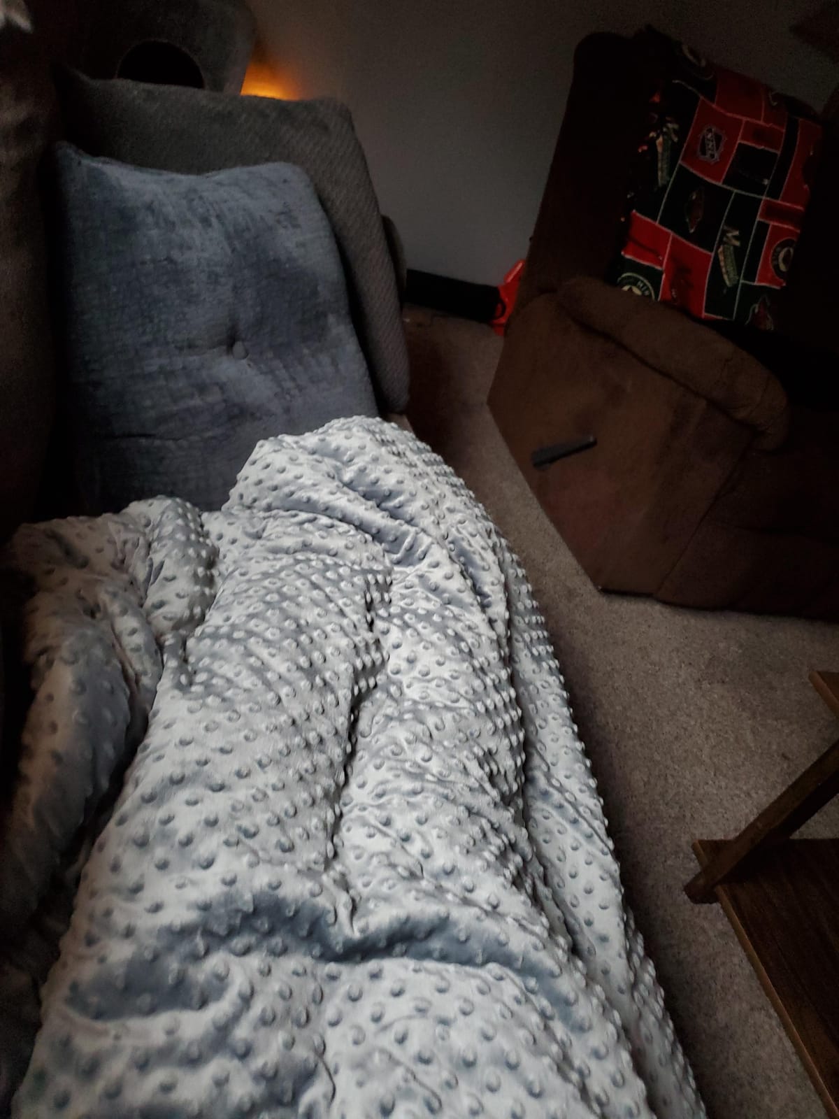 Adult Breatheable Cotton Weighted Blanket with Removable Navy Duvet Cover, 60 x 80 Inch, 15 Pounds, Made w/Polyester and Glass Beads, Grey customer photo 1