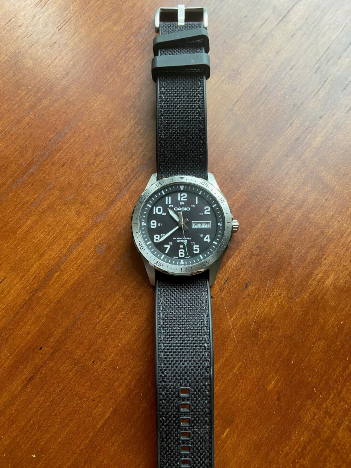 Casio MTPS120L Series | Unisex Analog Watch | 100M WR | Stainless Steel Case | 3 Hand Analog | Date Display | Military Styling | Solar Powered customer photo 2