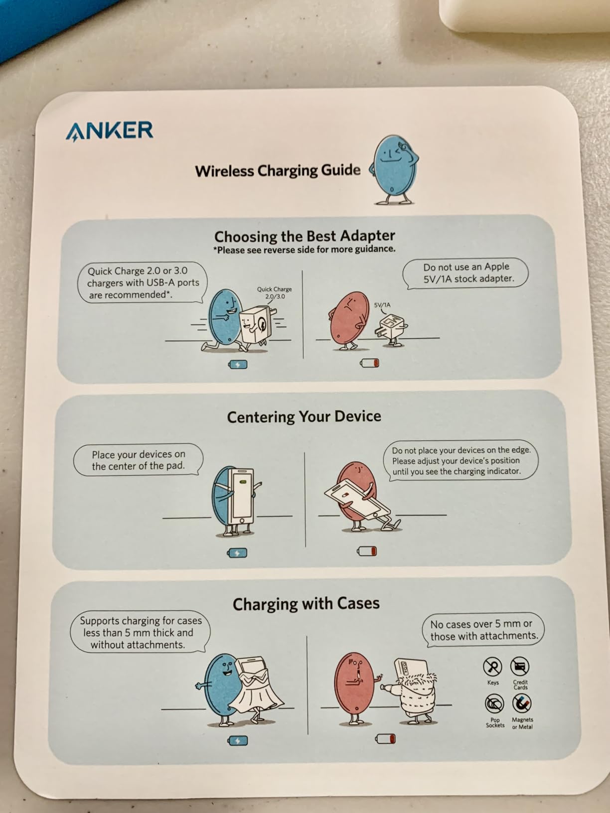 Anker 313 Qi-Certified 10W Fast Wireless Charger Pad | Portable Wireless Charging Pad for Samsung, iPhone, and AirPods (AC Adapter Not Included, Not MagSafe-Compatible) customer photo 1
