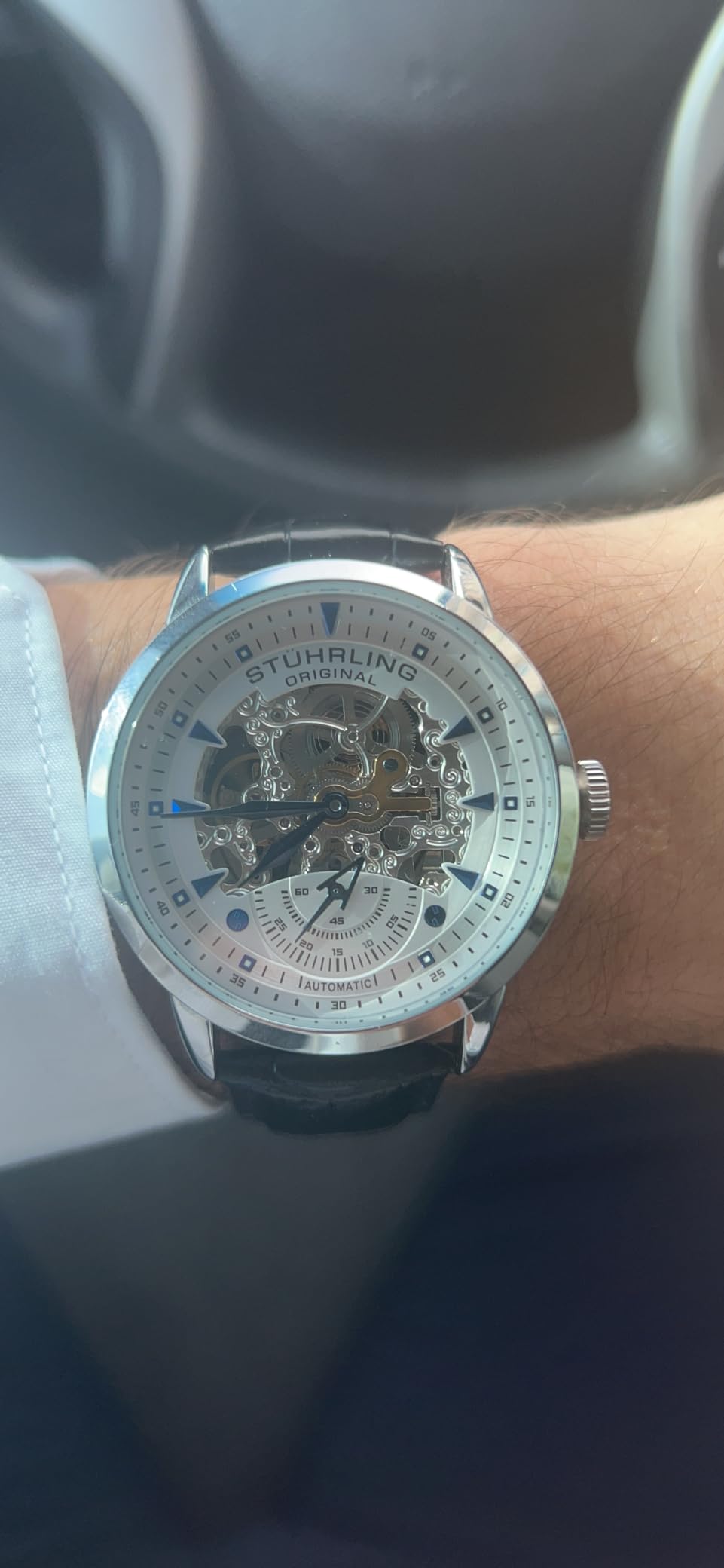 Stuhrling Original Mens Skeleton Automatic Dress Watch with Alligator Embossed Leather Strap Skeleton Dial customer photo 1