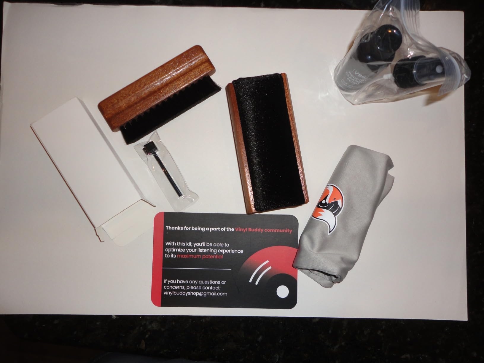 5-in-1 Vinyl Record Cleaning Kit | Premium Hardwood Velvet & Microfiber Brush, Stylus Brush, Alcohol-Free Solution & Storage Pouch - Clean, Protect & Restore Your LPs customer photo 2