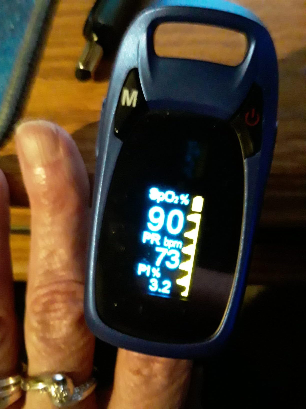 Fingertip Pulse Oximeter with Plethysmograph and Perfusion Index, include carrying case, Large OLED Digital Display Blood Oxygen Saturation Monitor Heart Rate Monitor (Color: Red-Orange) customer photo 1