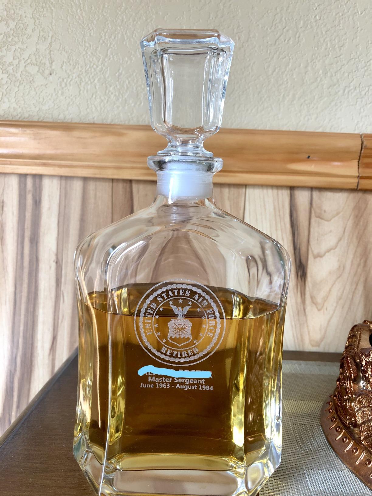 Personalized Whiskey Decanter Sets - For Military, Army, Navy, Air Force, Coast Guard, Marine - Active, Retired - Gift for Husband, Dad, Son - Custom Engraved Name, Rank, Date customer photo 2