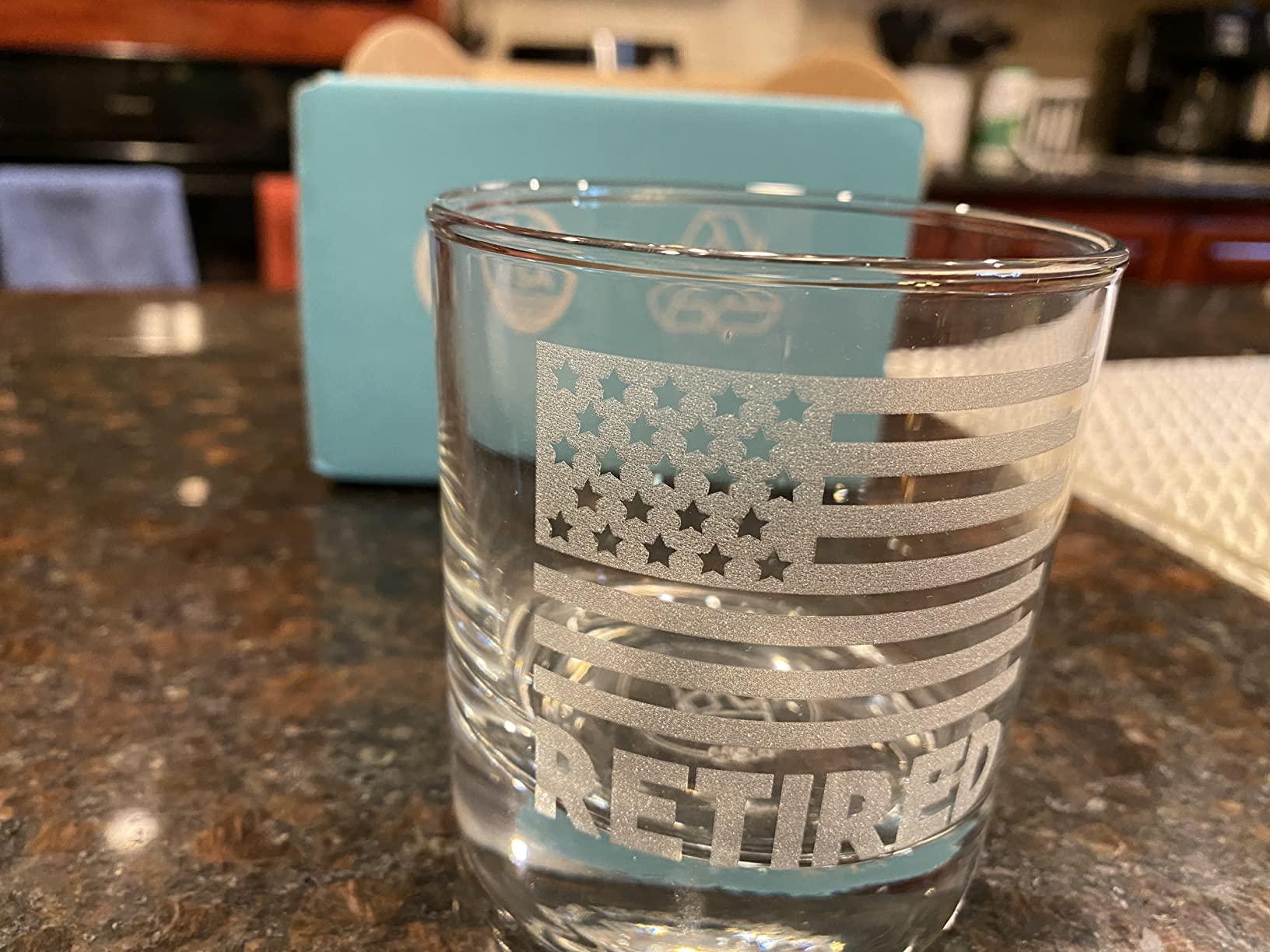 On The Rox Retirement Gift - Permanently Engraved 11 oz USA Flag Glass for Men and Women - Military Retirement Idea for Army/Navy/Airforce/Marines/Coast Guard customer photo 1