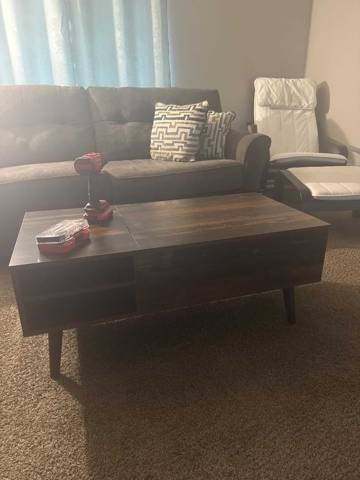 WLIVE Coffee Table with Lifting Top, Hidden Storage & Adjustable Shelf for Living Room Small Space, Multifunctional Rising Wooden Center Table, Mid Century Modern Tables for Home Dining Office, Brown customer photo 1