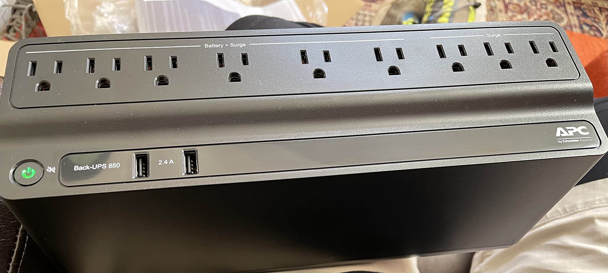 APC UPS 850VA/450W UPS Battery Backup & Surge Protector for PC, Router, NAS | Back-UPS UPS battery backup for home office electronics - 35-min runtime, surge protection, dual USB-A charging port customer photo 2