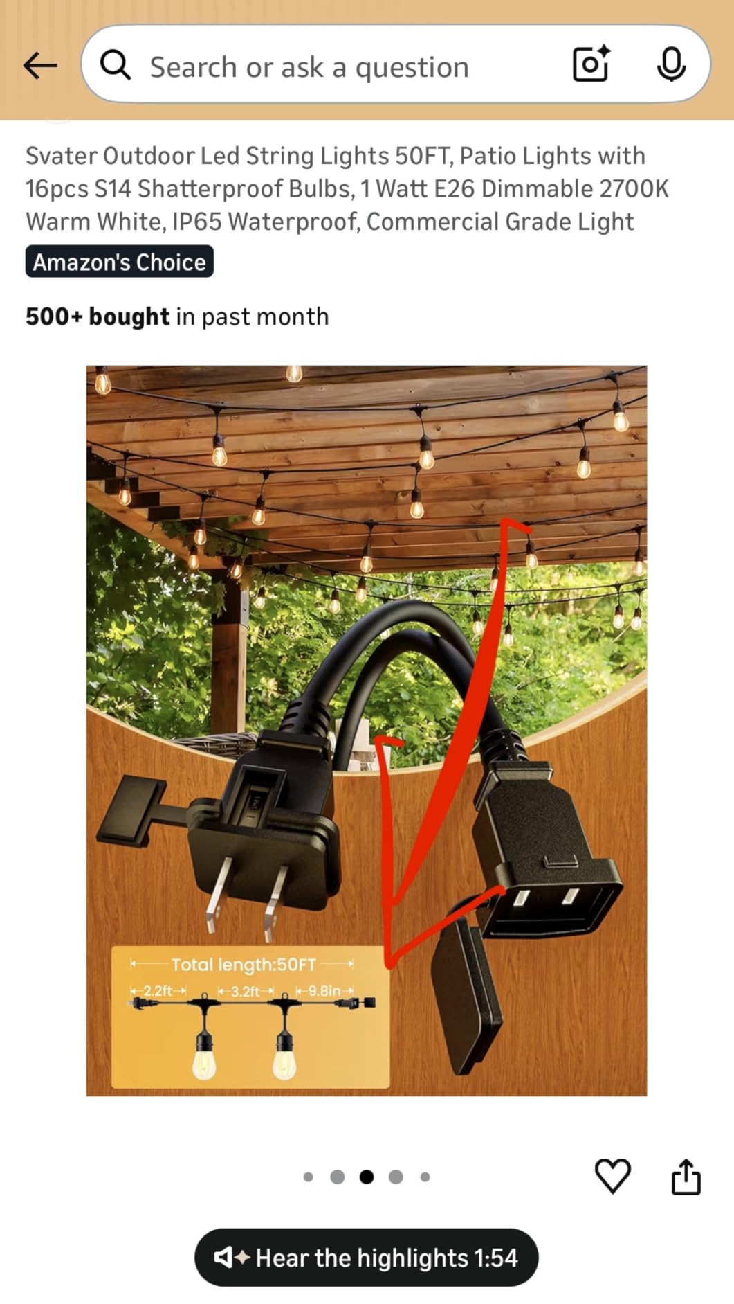 Svater Outdoor String Lights 105 FT Outside Waterproof Commercial Grade ETL, Patio Lighting with Shatterproof E26 S14 LED Dimmable Edison Bulbs, Hanging Strand for Bistro Cafe Backyard Warm White customer photo 2