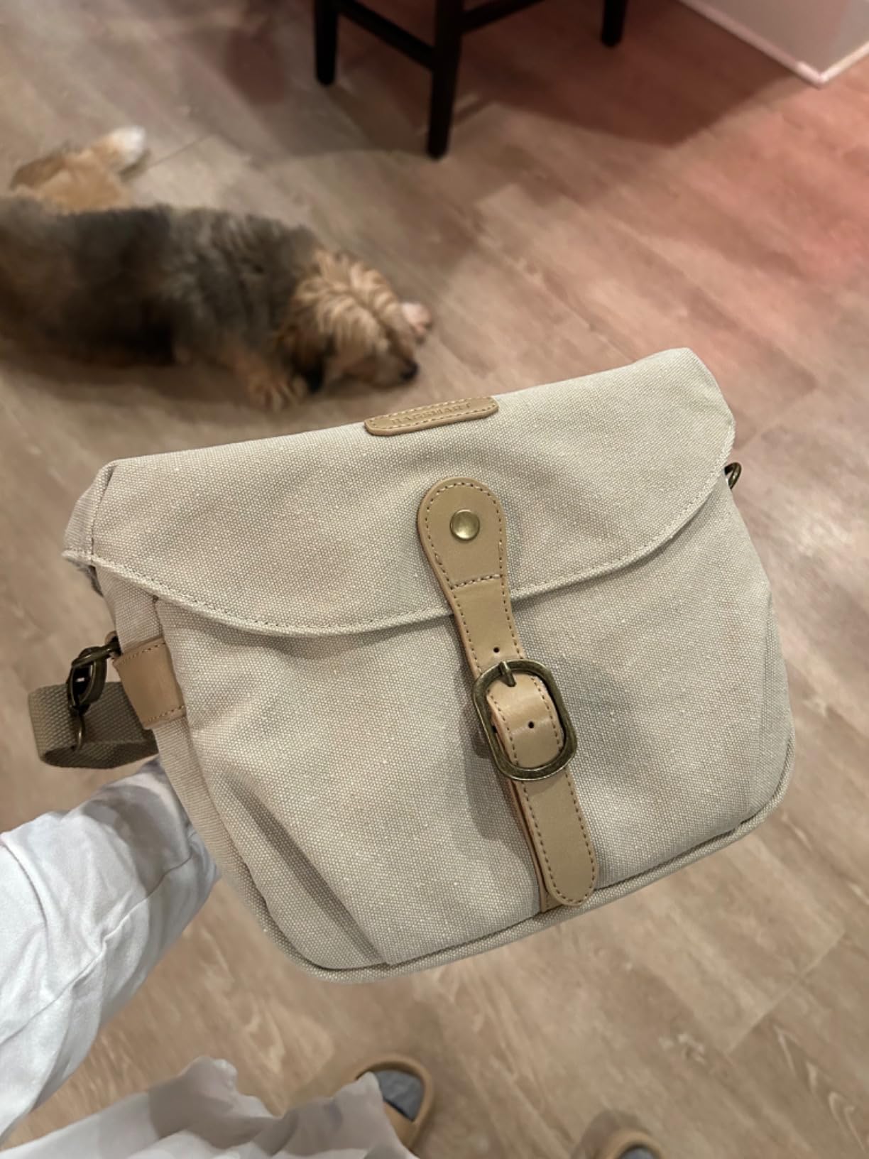 BAGSMART Canvas Crossbody Camera Bag with Rain Cover for Women Men, Khaki | SLR DSLR Camera Case, Compact Camera Shoulder Bag customer photo 2