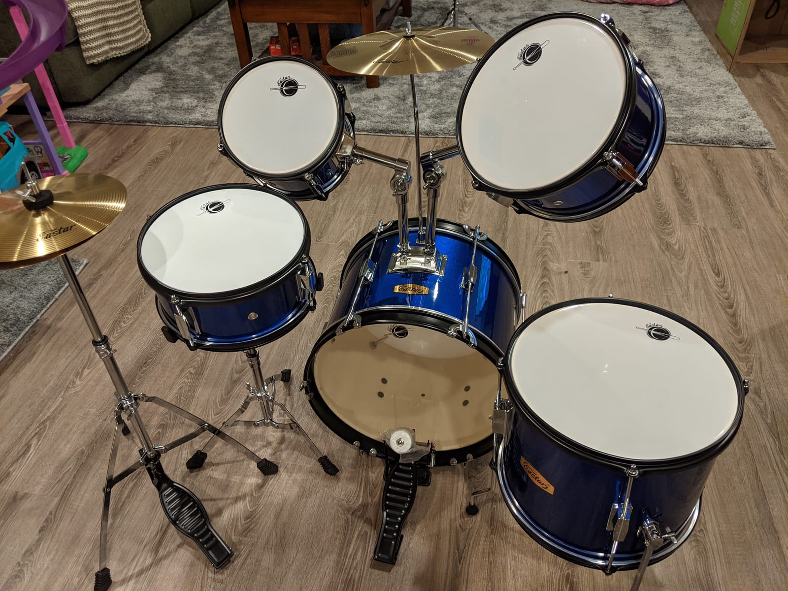 Drum Set Eastar 16 inch 5-Piece, Junior Drum Kit for Beginners Kids Teenagers with Adjustable Throne and Cymbal, Pedal & Drumsticks, Metallic Black (EDS-350MBK) customer photo 1