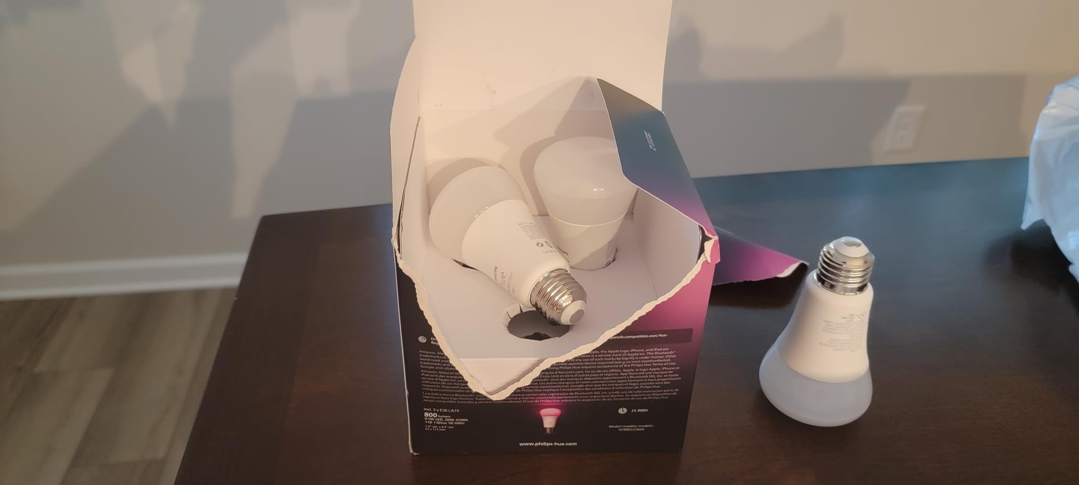 Philips Hue A19 LED Smart Light Bulb 3-Pack - White and Color Ambiance - 60W Indoor Light Bulb - Control with Hue App - Works with Alexa, Google Assistant and Apple Homekit customer photo 2