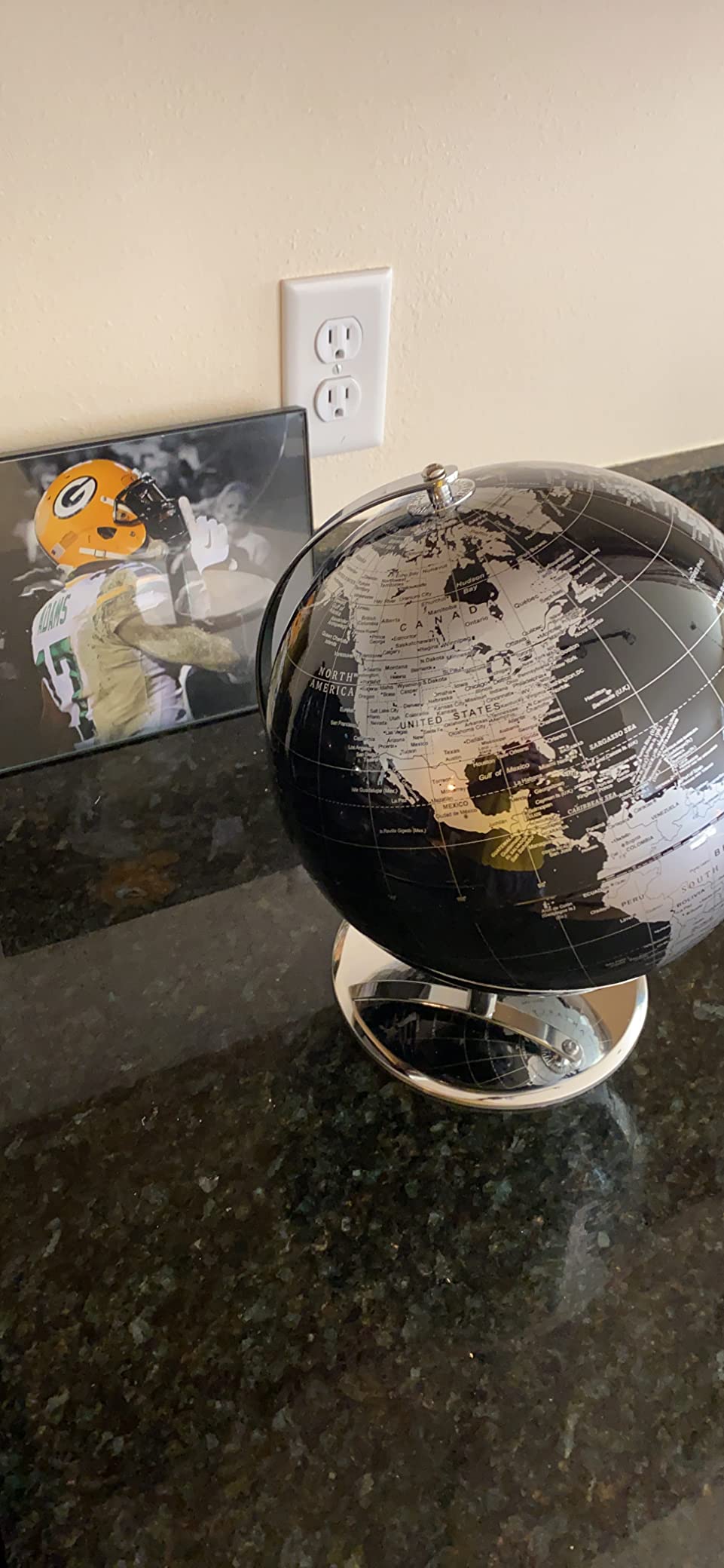 ANNOVA Metallic World Globe Black - Educational/Geographic/Modern Desktop Decoration - Stainless Steel Arc and Base/Earth World - Metallic Black - for School, Home, and Office (8-Inch) customer photo 1