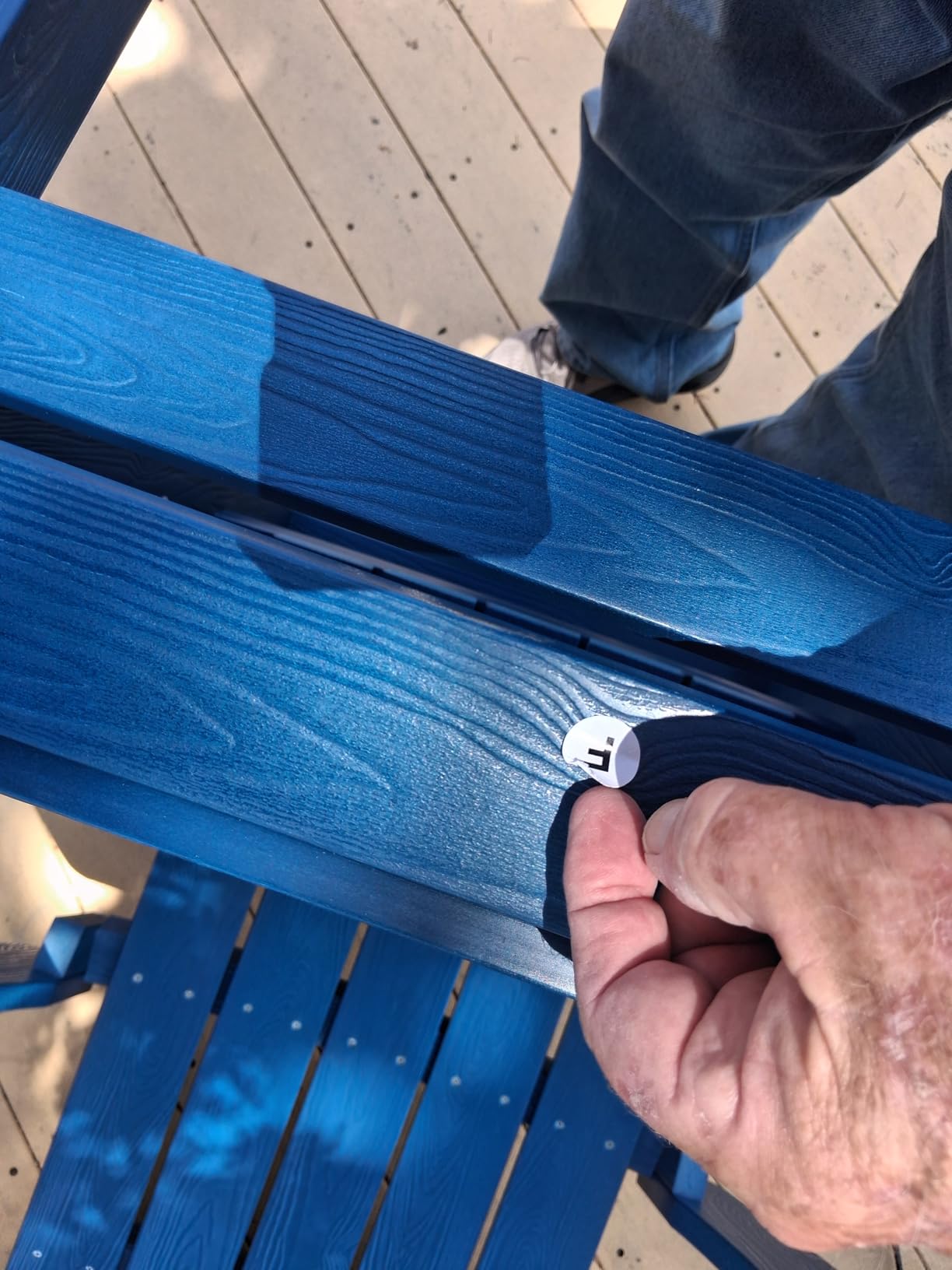 YEFU Adirondack Chair with Cup Holder, All-Weather Outdoor Chair, Blue | HIPS Plastic Fire Pit Chair with Wood Texture, Weather Resistant Lawn Chair for Outside Patio Garden Porch Deck Backyard customer photo 2