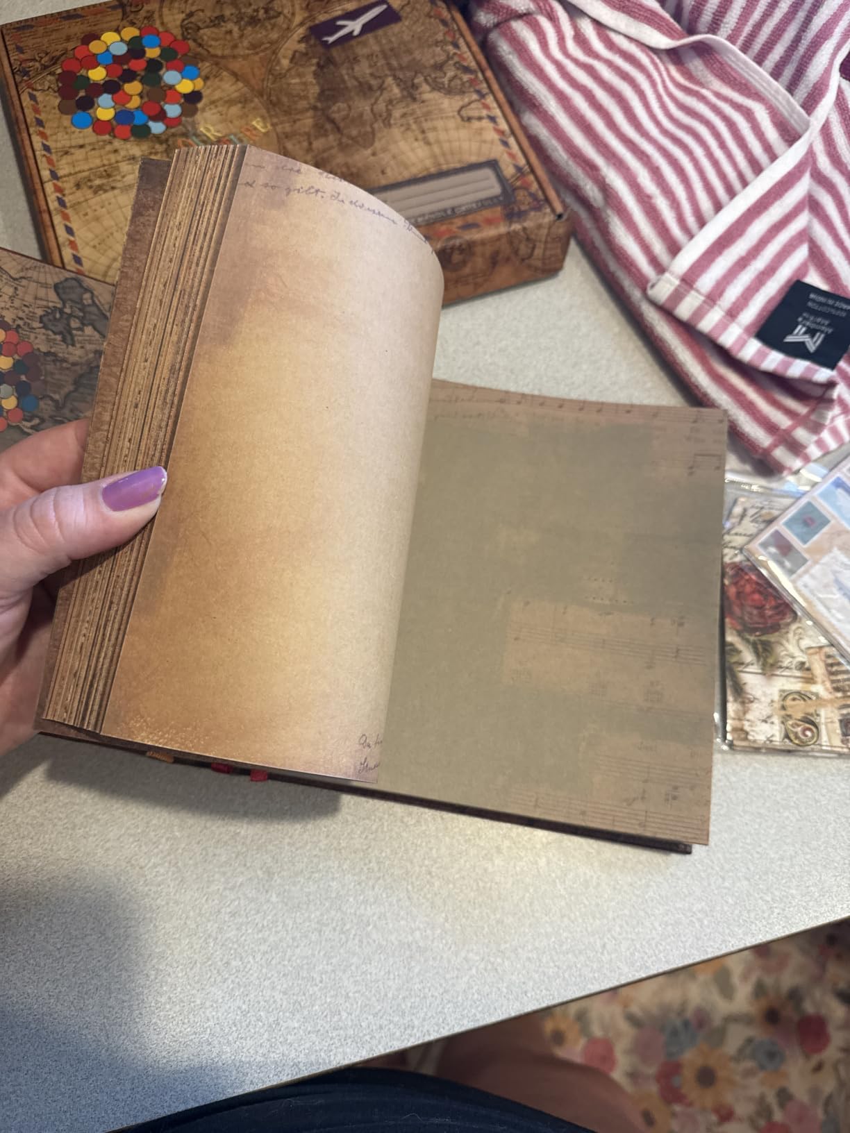 JIMBON Our Adventure Book Scrapbook Photo Album Retro Style Embossed Letter Cover Travel Diary Journal Scrap Book Kit For Couples, Memory Book For Anniversary Wedding customer photo 1