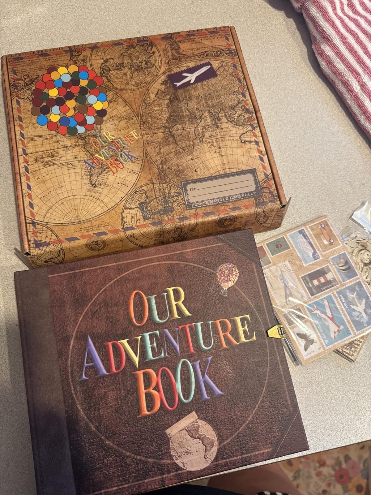 JIMBON Our Adventure Book Scrapbook Photo Album Retro Style Embossed Letter Cover Travel Diary Journal Scrap Book Kit For Couples, Memory Book For Anniversary Wedding customer photo 2