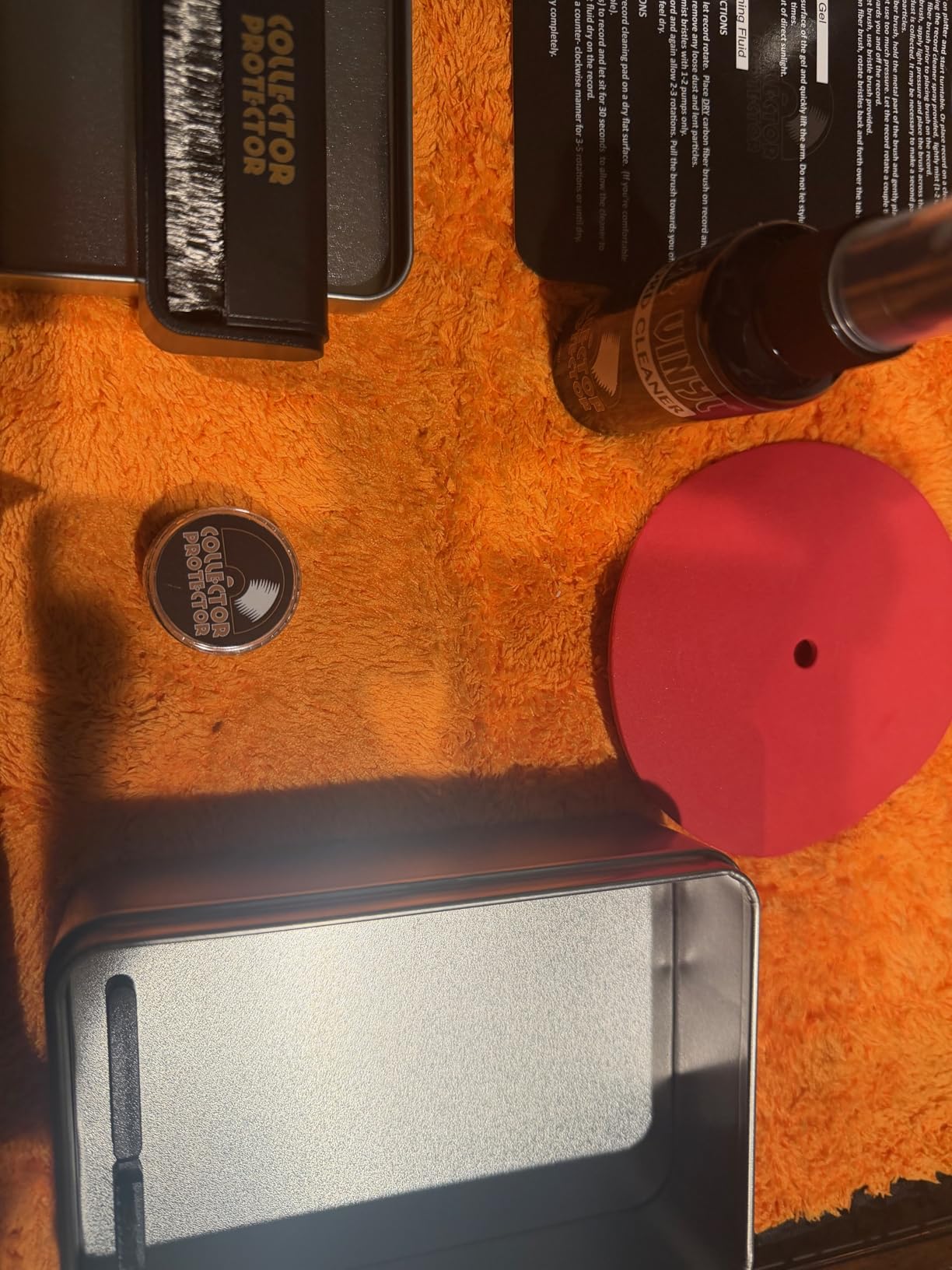 Vinyl Record Cleaning Kit with Brush, Cleaner & Stylus Cleaning Gel | Complete kit Includes velvet brush, carbon fiber brush, record cleaning solution, microfiber cloth & stylus gel. customer photo 1
